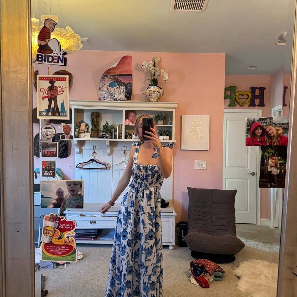 Floral Blue and White Dress